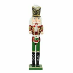 Hot Sale 🥰 Nutcrackers Northlight 24 In. Decorative Red Green And Gold Wooden 🔔 Christmas Nutcracker Drummer ✨